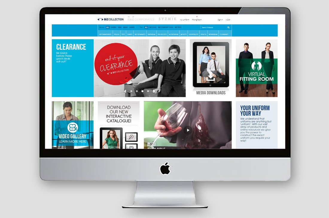 Biz Corporates ecommerce website, iMac mockup